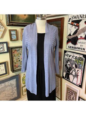 Nic & Zoe Light Denim Blue Lightweight Linen Viscose Cardigan Size L